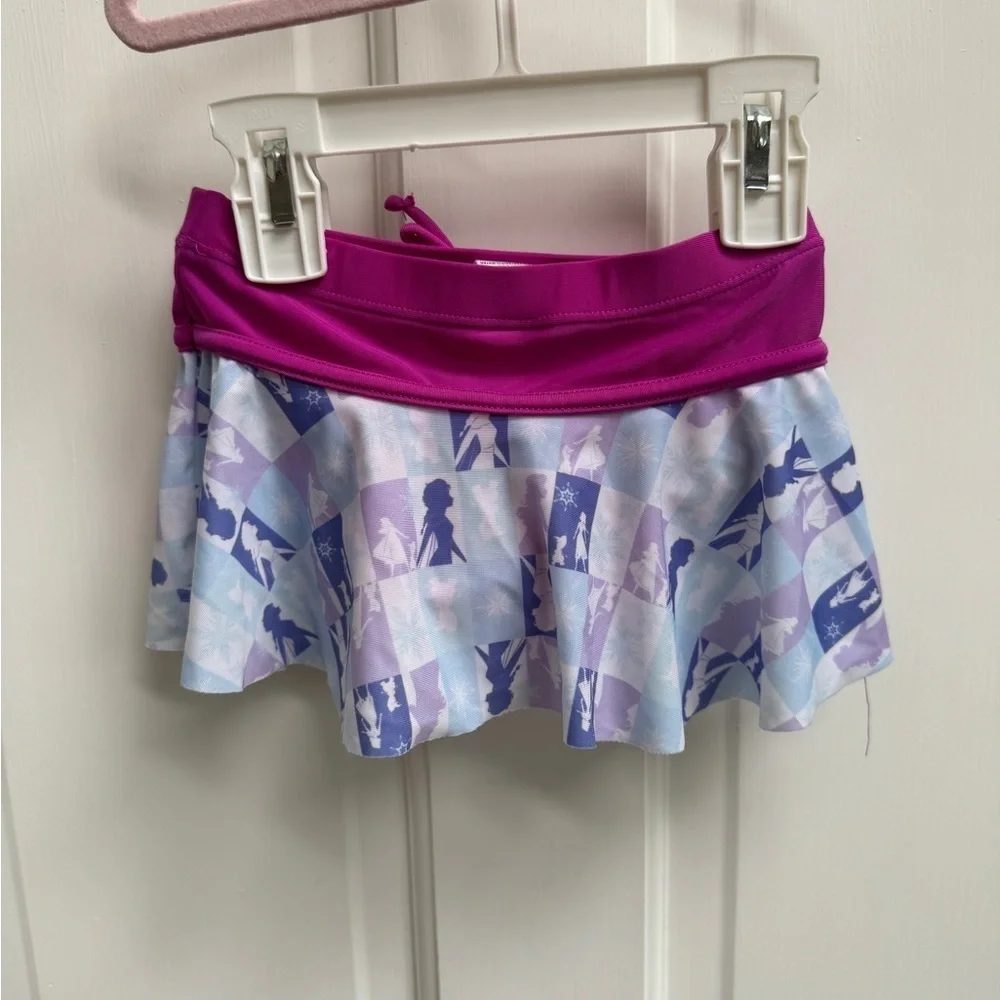 NWOT Disney 2T Frozen Elsa Purple and White Bathingsuit Skort Swim Bottom